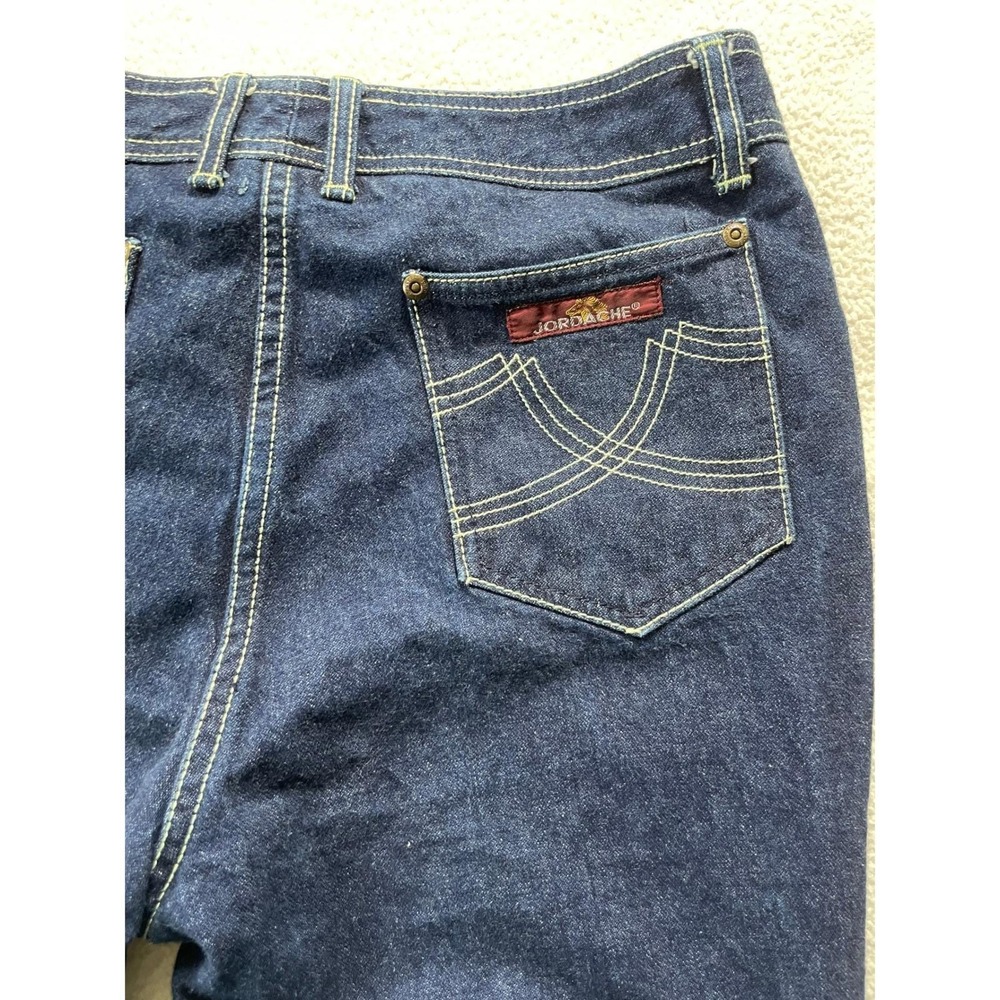 Vintage Jordache Mens 38 Jeans Dark Blue High Rise Straight Leg Thick Stitch - Picture 12 of 16